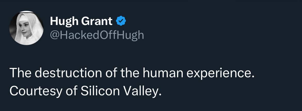 “人类体验的破坏。由硅谷提供。”